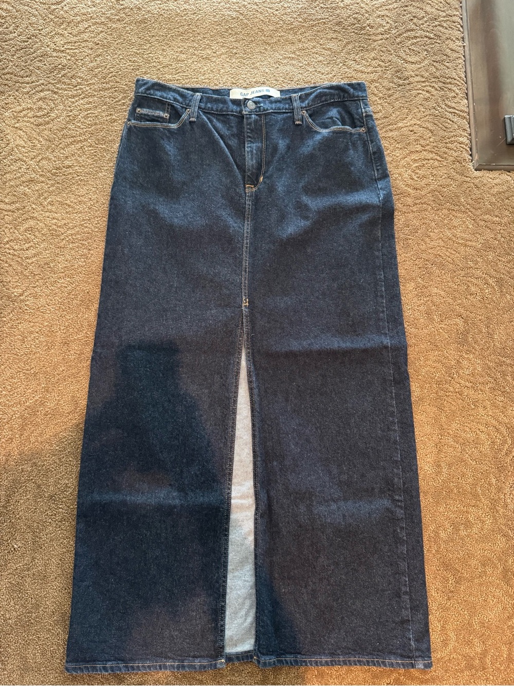 Gap Dark Blue Denim Maxi Skirt with Front Slit